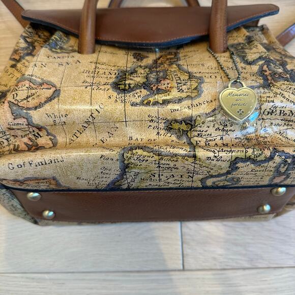 Patricia Nash Notley Satchel Leather European Map Collection Handbag Purse NWT - Picture 2 of 8